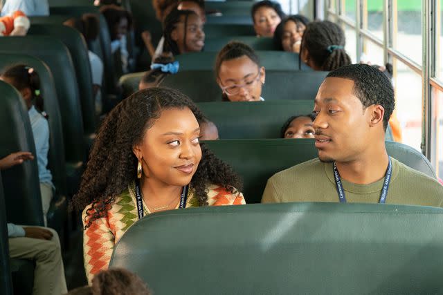 <p>Gilles Mingasson/Disney</p> Quinta Brunson and Tyler James Williams on 'Abbott Elementary'.