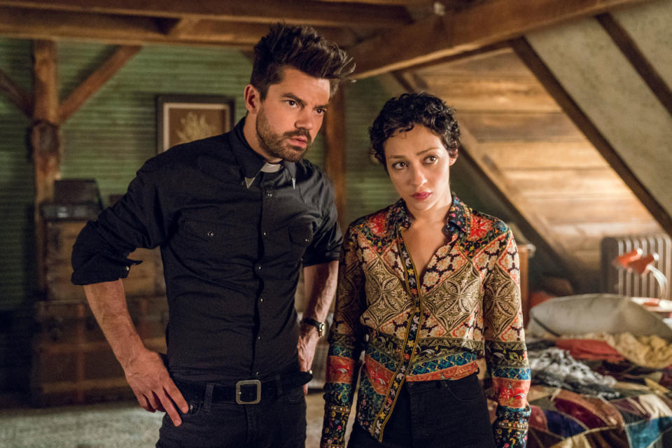 PREACHER, l-r: Dominic Cooper, Ruth Negga in 'The Coffin' (Season 3, Episode 5, aired July 22, 2018)