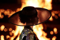 A hat is seen in detail as a model presents a creation during the Cruise 2020 collection show for French fashion house Dior in Marrakech, Morocco, April 29, 2019. REUTERS/Youssef Boudlal