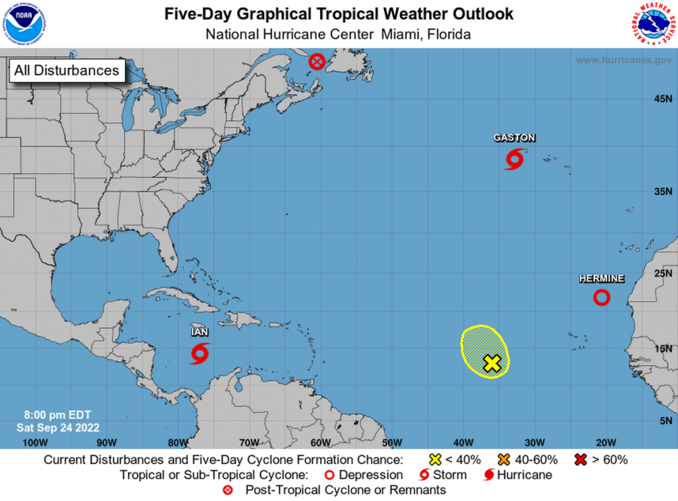 The National Hurricane Center was tracking three systems as of Saturday night.