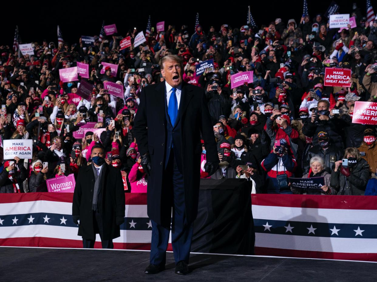 Trump at a rally in Omaha (AP)