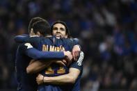 <p>À la mi-temps, le PSG mène 2 buts à 1 grâce à des buts de Draxler et de Di Maria. (crédit AFP)</p>