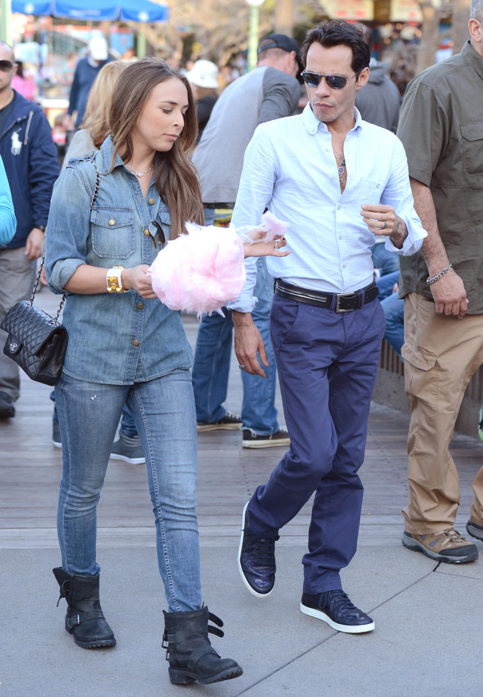 Marc Anthony with his twins Max and Emme (not pictured) and Mark's new girlfriend Chloe Green sighting at Disneyland February 26, 2013 in Anaheim, California.  (Jason Merritt / FilmMagic)