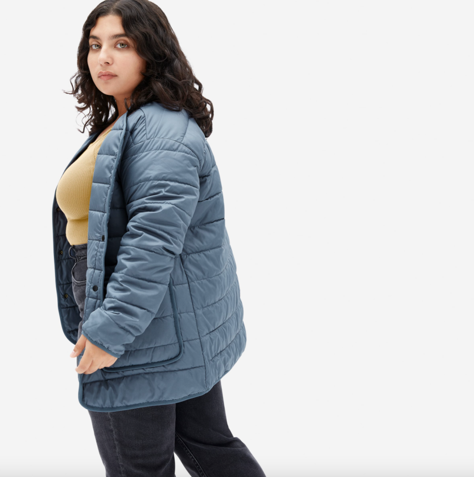 Everlane 'The ReNew' Channeled Liner in Blue Teal (Photo via Everlane)