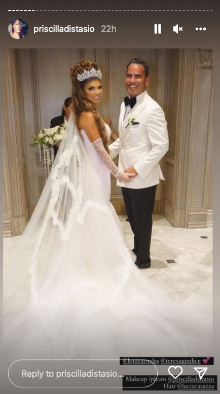 <p>The <a href="https://people.com/tv/teresa-giudice-wedding-to-luis-ruelas-will-be-filmed-for-rhonj-special-source/" rel="nofollow noopener" target="_blank" data-ylk="slk:event was filmed for a special set to air on Bravo;elm:context_link;itc:0;sec:content-canvas" class="link ">event was filmed for a special set to air on Bravo</a>, as PEOPLE previously reported. <a href="https://people.com/tv/melissa-joe-gorga-will-skip-teresa-giudice-wedding-luis-ruelas/" rel="nofollow noopener" target="_blank" data-ylk="slk:Missing from the big day;elm:context_link;itc:0;sec:content-canvas" class="link ">Missing from the big day</a> were <a href="https://people.com/tv/teresa-giudice-chosen-family-wedding-speech/" rel="nofollow noopener" target="_blank" data-ylk="slk:Giudice's brother;elm:context_link;itc:0;sec:content-canvas" class="link ">Giudice's brother</a> and sister-in-law <a href="http://people.com/tag/joe-gorga" rel="nofollow noopener" target="_blank" data-ylk="slk:Joe Gorga;elm:context_link;itc:0;sec:content-canvas" class="link ">Joe Gorga</a> and <a href="http://people.com/tag/melissa-gorga" rel="nofollow noopener" target="_blank" data-ylk="slk:Melissa Gorga;elm:context_link;itc:0;sec:content-canvas" class="link ">Melissa Gorga</a>, as well as <em>RHONJ </em>alum <a href="https://people.com/tv/teresa-giudice-sends-sweet-message-to-former-rhonj-costar-dina-manzo-after-fathers-death/" rel="nofollow noopener" target="_blank" data-ylk="slk:Dina Manzo;elm:context_link;itc:0;sec:content-canvas" class="link ">Dina Manzo</a>, who was previously said to be a bridesmaid.</p> <p>Giudice walked down the aisle to violin players and "Ave Maria," a song chosen to <a href="https://people.com/tv/teresa-giudice-father-giacinto-gorga-dies/" rel="nofollow noopener" target="_blank" data-ylk="slk:honor of her late parents;elm:context_link;itc:0;sec:content-canvas" class="link ">honor of her late parents</a>. Each of the couple's kids joined them in the lighting of the ceremony's unity candle. And the ceremony was officiated by Ruelas's sister, Dr. Veronica Ruelas.</p>