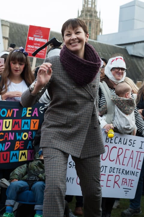 MP Caroline Lucas attended the March of the Mummies - Credit: Barcroft Images