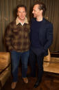 <p><em>War Horse</em> costars Benedict Cumberbatch and Tom Hiddleston pose for a photo together at Tom's special screening of <em>The Power of the Dog </em>on Jan. 21 in London.</p>