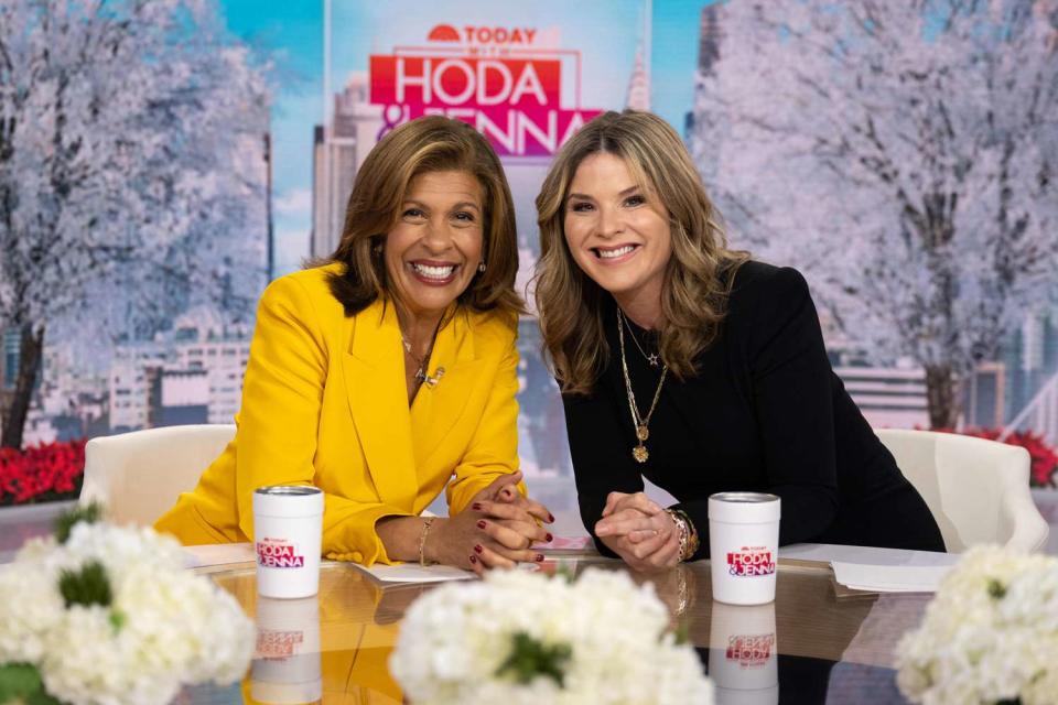 <p>Nathan Congleton/NBC via Getty</p> Hoda Kotb and Jenna Bush Hager in January 2023