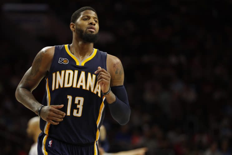 Paul George played seven seasons with the Pacers. (AP)