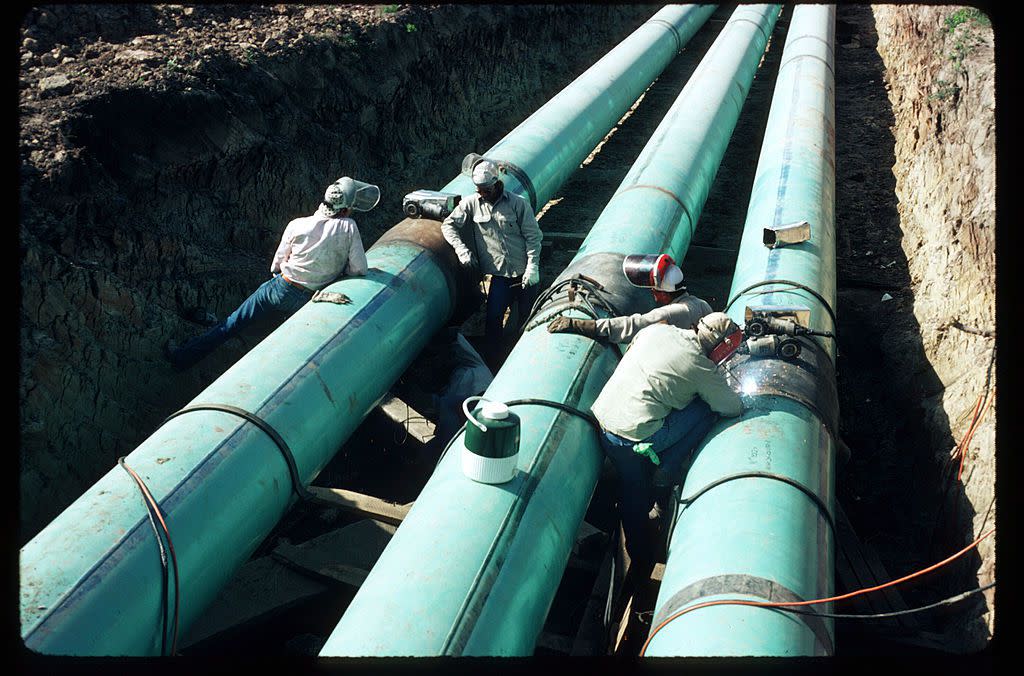 Welders work on a Strategic Petroleum Reserve pipeline June 1, 1980 in West Hackberry, LA.