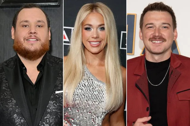 <p>Lester Cohen/Getty; Terry Wyatt/Getty; Scott Kirkland/Disney via Getty</p> Luke Combs, Megan Moroney and Morgan Wallen