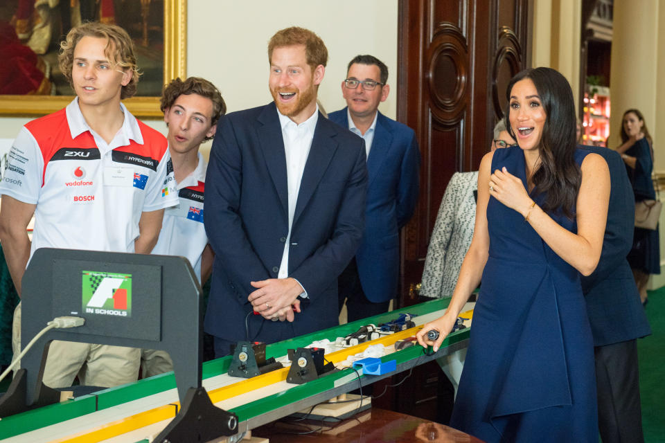 Meghan Markle got a fright during her Melbourne trip. (Photo: Dominic Lipinski/Pool/Getty Images)