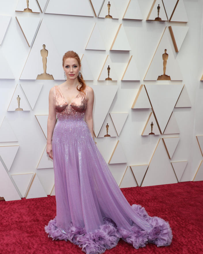 Jessica Chastain on the Oscars Red Carpet 2022