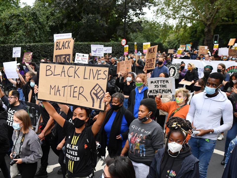 Protesters during the Million People March  on 30 August,  2020 (AFP via Getty Images)