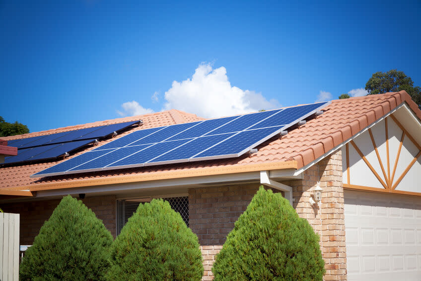 Solar panels on a home roof.