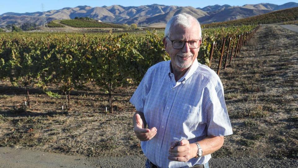 Vintner Jean-Pierre Wolff talked about the season’s grape harvest in the Edna Valley Nov. 1, 2023. David Middlecamp/dmiddlecamp@thetribunenews.com