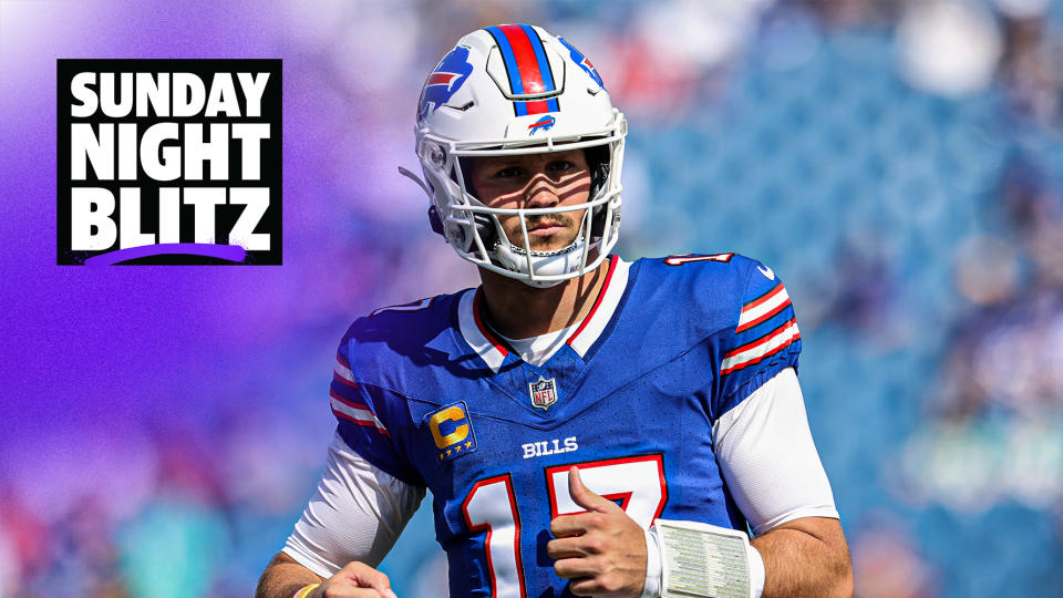 ORCHARD PARK, NEW YORK - OCTOBER 01: Josh Allen #17 of the Buffalo Bills warms up before the game against the Miami Dolphins at Highmark Stadium on October 01, 2023 in Orchard Park, New York. (Photo by Bryan M. Bennett/Getty Images)