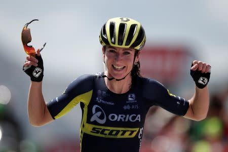 Cycling - La Course by Le Tour de France cycling race - The 67.5-km Stage 1 from Briancon to Izoard, France - July 20, 2017 - Orica-Scott rider Annemiek van Vleuten of the Netherlands wins the stage. REUTERS/Benoit Tessier