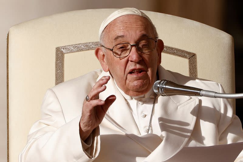 FILE PHOTO: Pope Francis holds the weekly general audience at the Vatican