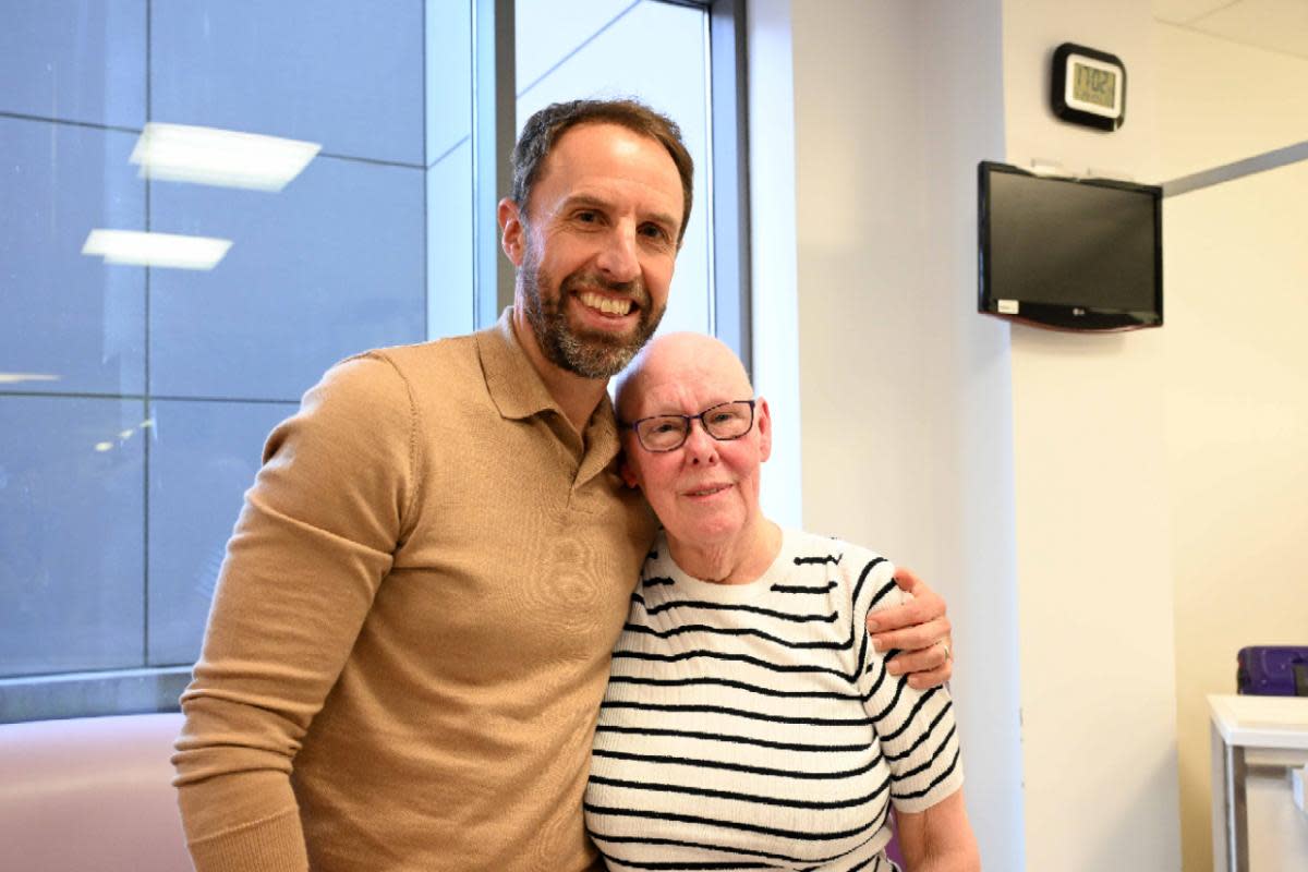 England manager Gareth Southgate met several County Durham cancer patients during a visit to the North East cancer drug trials centre <i>(Image: BARRY PELLS)</i>