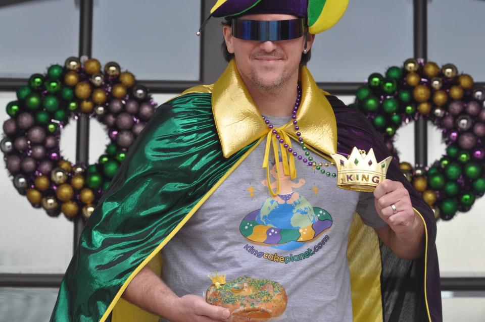 Self-proclaimed “King Cake King” Brendon Oldendorf tried 227 different types of King Cake this year. Escambia and Santa Rosa County bakeries claimed seven of them. Pictured is a king cake from TrollBreads Bakery.