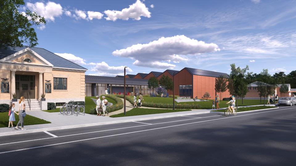 A rendering of the proposed Hampton Hub community center project being spearheaded by the Lane Memorial Library and the Parks and Recreation Department.