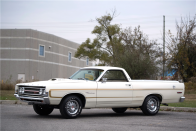 <p>Ford built a few thousand Ranchero GTs, but only 11 of them were optioned with the iconic 428 cubic-inch Cobra Jet V-8 engine. Who doesn't love a Ute that can do burnouts? The one you see here <a href="https://www.barrett-jackson.com/Events/Event/Details/1969-FORD-RANCHERO-GT-PICKUP-212830" rel="nofollow noopener" target="_blank" data-ylk="slk:sold at Barrett-Jackson;elm:context_link;itc:0;sec:content-canvas" class="link ">sold at Barrett-Jackson</a> in 2018 for $66,000. </p>