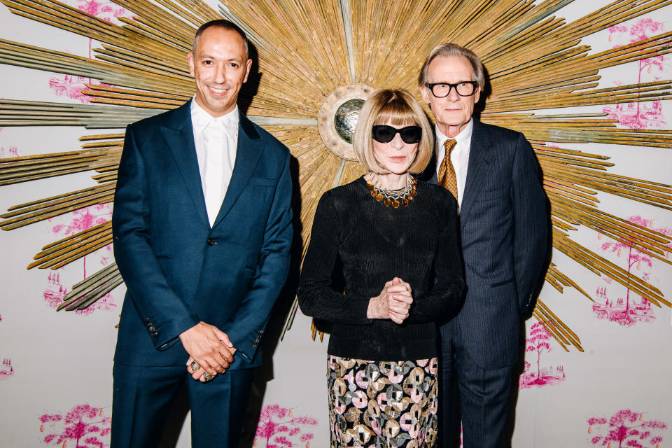 Oliver Hermanus, Anna Wintour and Bill Nighy at the New York screening of "Living" held at Crosby Street Hotel on December 5, 2022 in New York City.