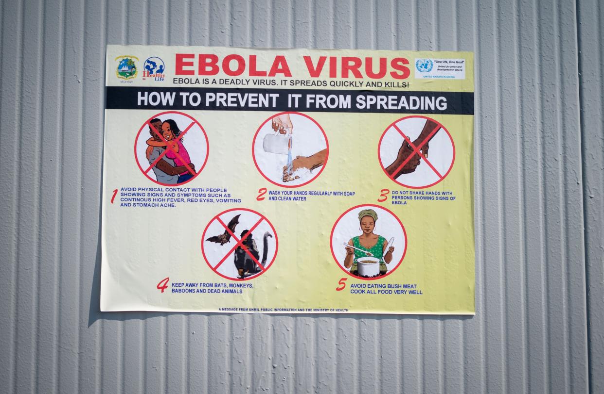 A sign posted last September in Goma, Congo, offers tips on how to stem the spread of Ebola. (Photo: picture alliance via Getty Images)