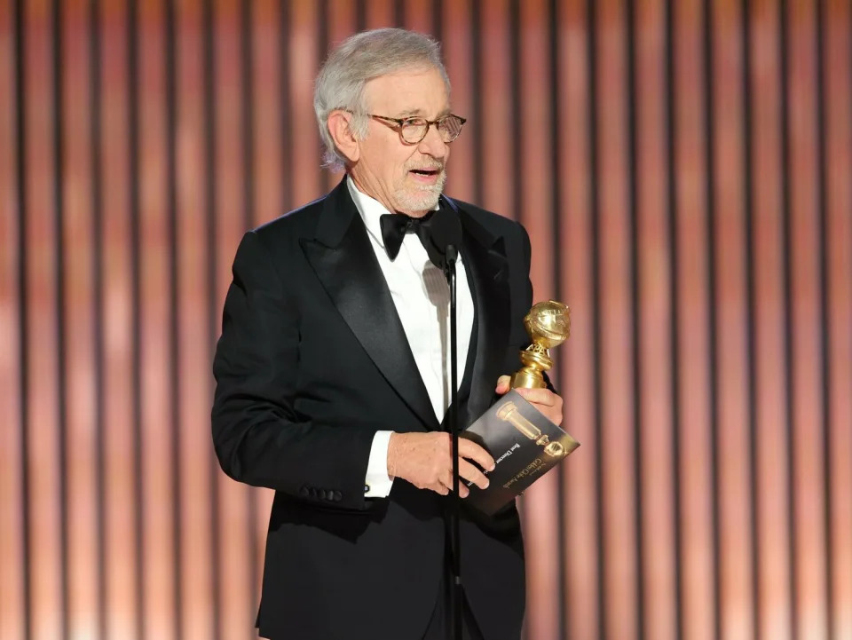 第80屆金球獎典禮，史蒂芬·史匹柏以《法貝爾曼》奪下最佳導演、最佳影片大獎。&nbsp;&nbsp;&nbsp;圖：翻攝自@aguirreryan Twitter