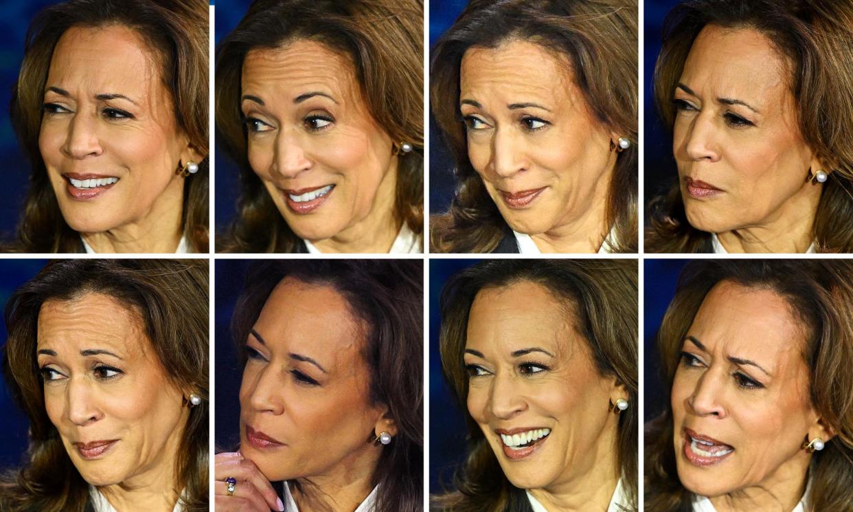 <span>The many expressions of Kamala Harris during the presidential debate with Donald Trump on Tuesday.</span><span>Composite: Getty Images, Reuters</span>