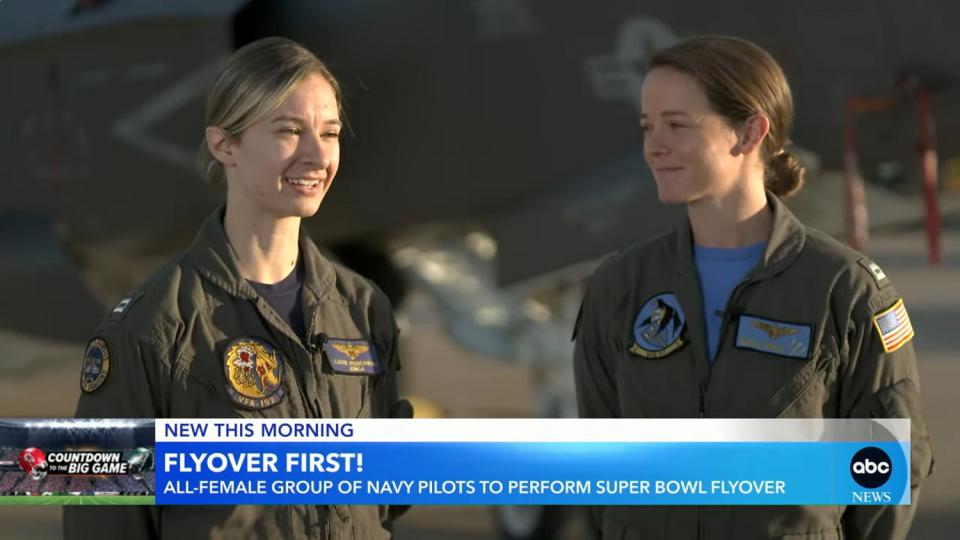 Female Navy pilots to make historic flyover at Super Bowl l GMA
