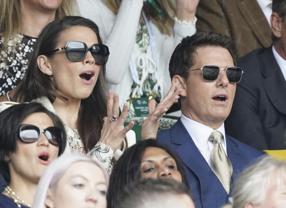 Photo by: KGC-173/STAR MAX/IPx 2021 7/10/21 Tom Cruise and Hayley Atwell at the WimbledonTennis Championship.