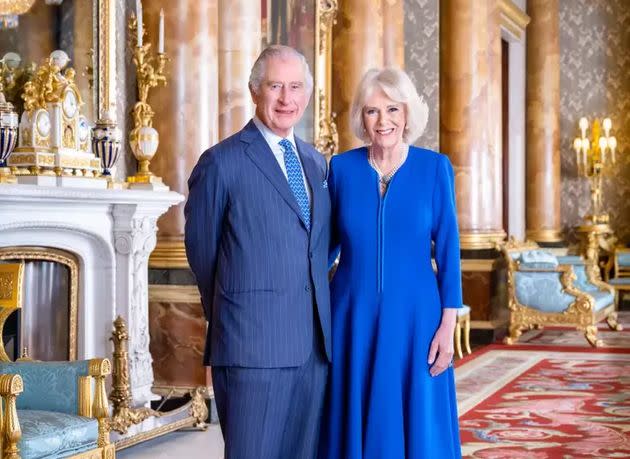 Charles and Camilla pictured in Buckingham Palace. 