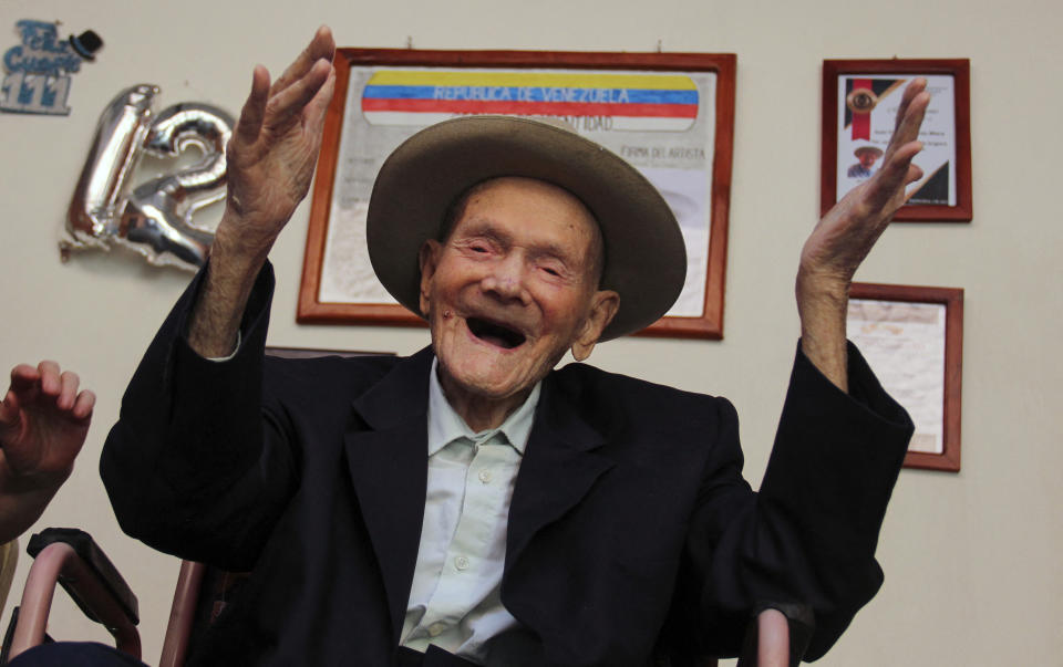 year-old Venezuelan farmer Juan Vicente Pérez gestures at his home in San Jose de Bolivar, Tachira state, Venezuela, on January 24, 2022.