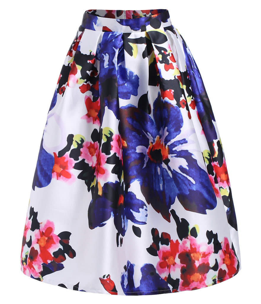 SheIn Multicolor Floral Flare Midi Skirt