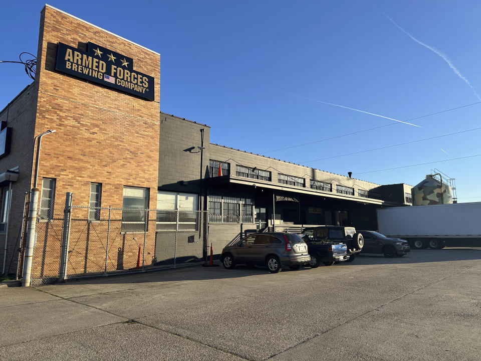 The exterior of Armed Forces Brewing Company's planned taproom and distribution center in Norfolk, Va., on Thursday, Dec. 7, 2023. The planned beer hall is facing some community opposition over alleged remarks made by Robert O'Neill, a former U.S. Navy SEAL who said he shot Osama bin Laden and owns a small stake in the venture. (AP Photo/Ben Finley)