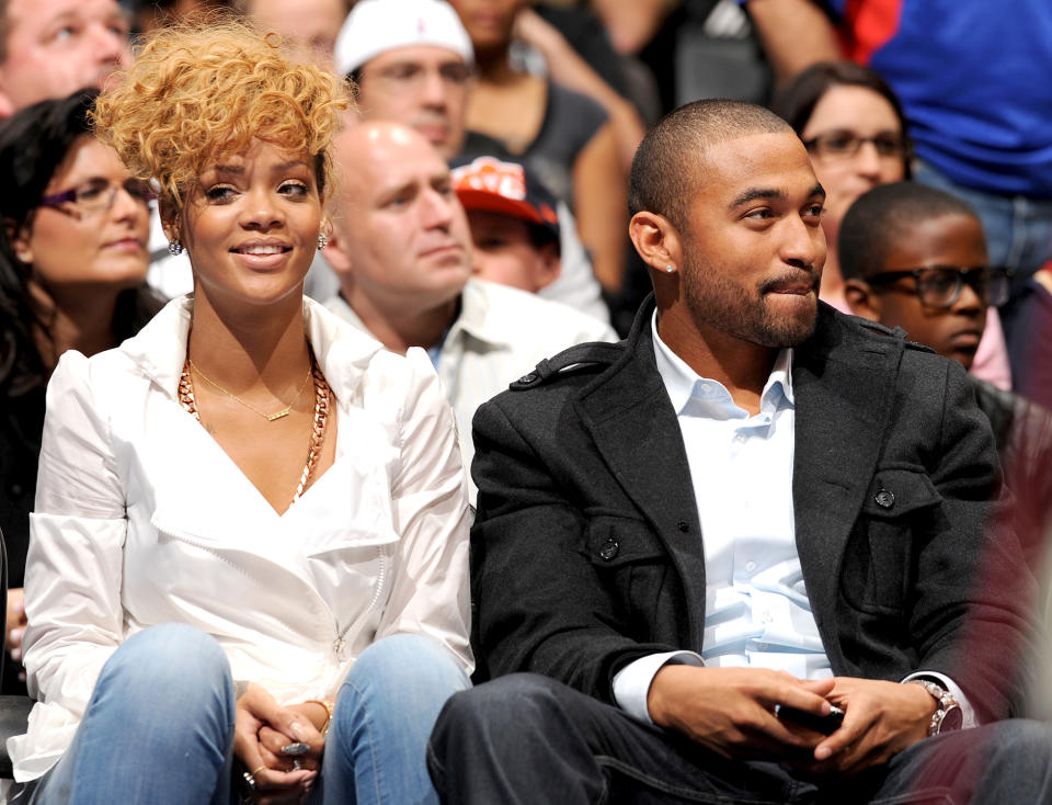 <p>Rihanna spent 2010 coupled up with the L.A. Dodgers outfielder — much to her delight. “I’m so happy. I feel really comfortable, and it’s so easy,” she <a rel="nofollow noopener" href="http://people.com/celebrity/rihanna-relationship-with-boyfriend-matt-kemp-is-so-easy/" target="_blank" data-ylk="slk:told Elle;elm:context_link;itc:0;sec:content-canvas" class="link ">told <i>Elle</i></a> that summer. But by the time she spoke with <em>Vogue</em> for the April 2011 issue, she was single. “I just kind of shut down from that,” Rihanna said. “I just let it go. I don’t ever want to have to depend on a relationship.” The star’s <a rel="nofollow noopener" href="https://www.si.com/extra-mustard/2014/09/22/detailed-account-rihannas-dating-history-athletes" target="_blank" data-ylk="slk:athlete beaus;elm:context_link;itc:0;sec:content-canvas" class="link ">athlete beaus</a> reportedly also include NBA players J.R. Smith and Rashard Lewis. (Photo: Noah Graham/NBAE via Getty Images) </p>