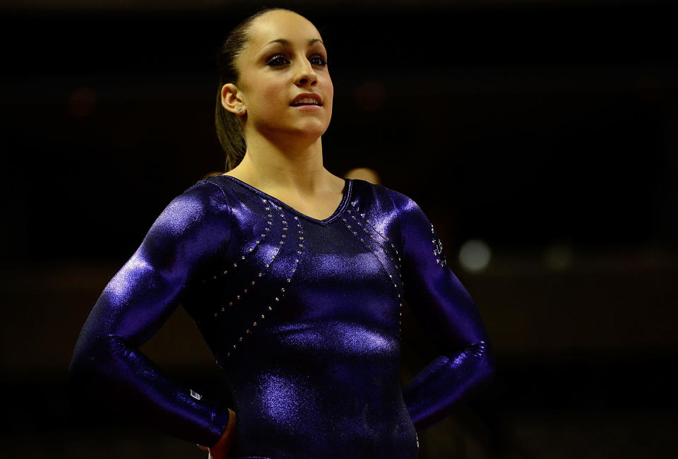 Jordyn Wieber, 17, during practice before the start of day 4 of the 2012 U.S. Olympic Gymnastics Team Trials at HP Pavilion on July 1, 2012 in San Jose, California. (Photo by Ronald Martinez/Getty Images)