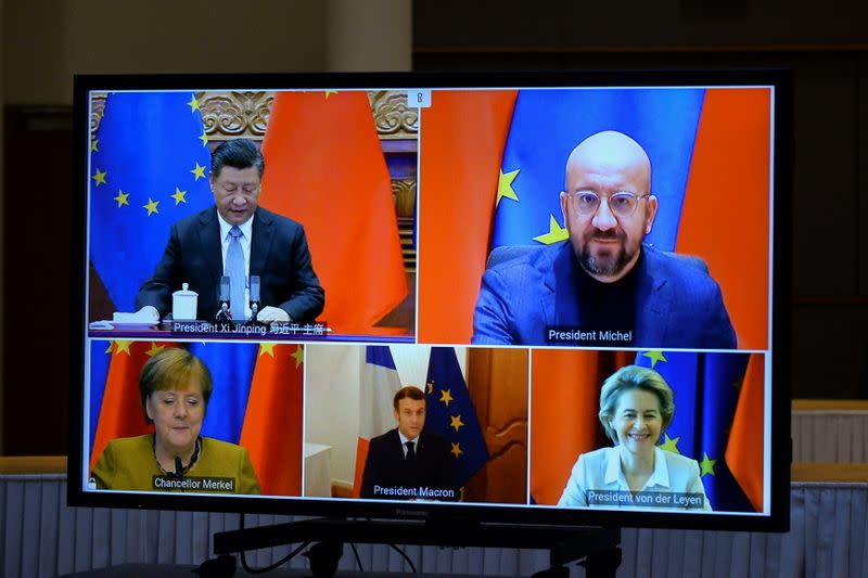 EU Commission President von der Leyen and EU Council President Michel have a video conference with Chinese President Jinping, in Brussles