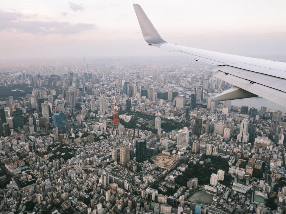 View of Tokyo from plane.