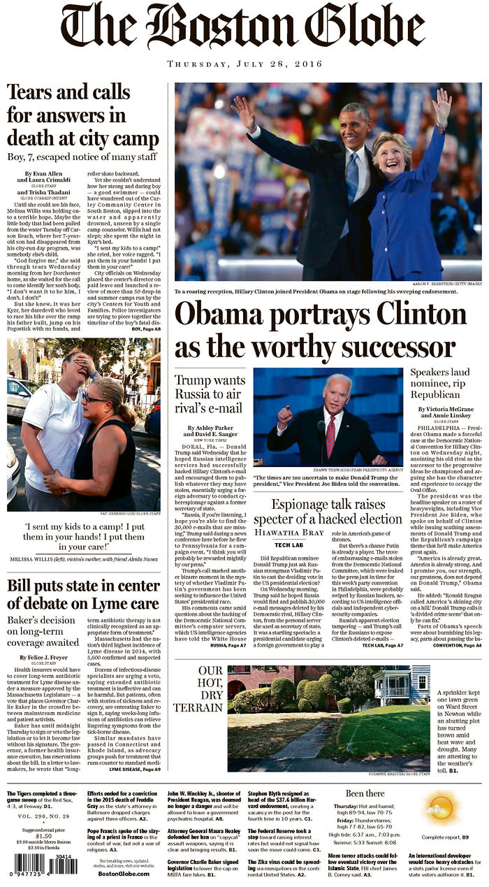 Obama portrays Clinton as the worthy successor - THE BOSTON GLOBE