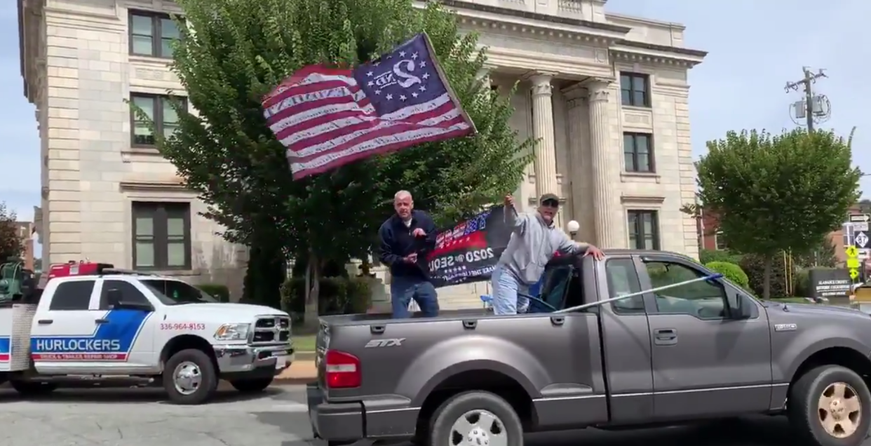 Neo-Confederate group organised a pro-Trump parade in North Carolina on Saturday (Megan Squire / @megansquire0 / Twitter )