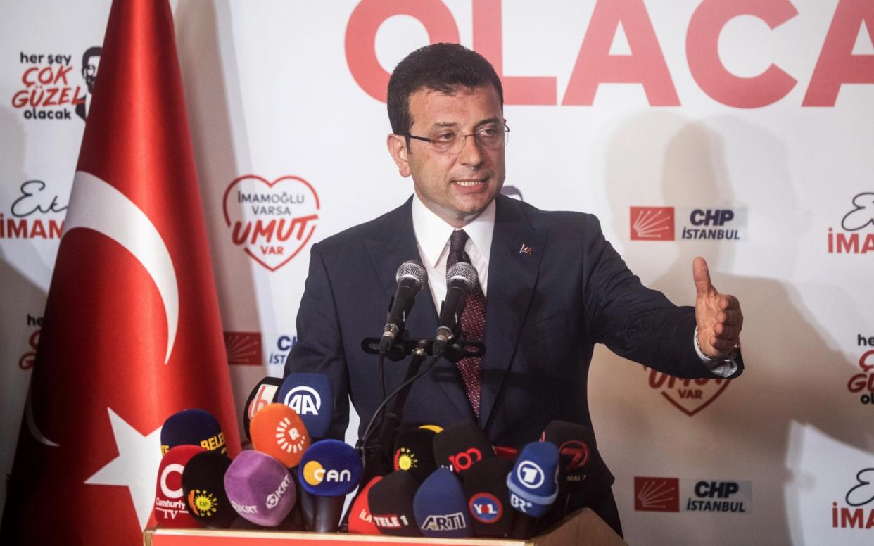  Ekrem Imamoglu of the Republican Peoples Party (CHP) gives a victory speech after winning the Istanbul Mayoral rerun election on June 23, 2019 in Istanbul, Turkey - Getty Images Europe
