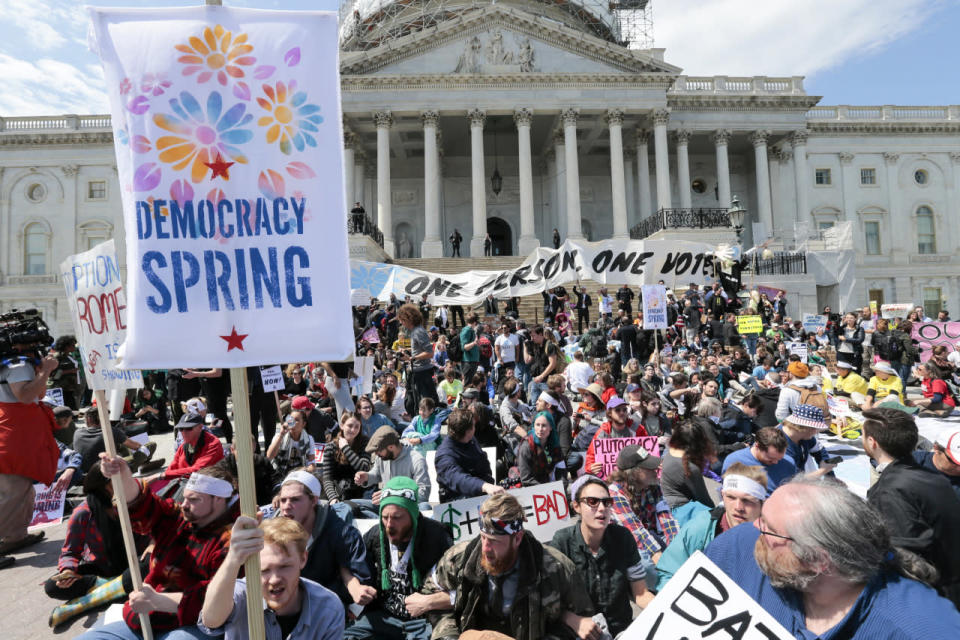 Protesters at the sit-in