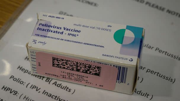 PHOTO: A polio vaccine box is displayed at a health clinic in Brooklyn, New York on August 17, 2022.  (Ed Jones/AFP via Getty Images)