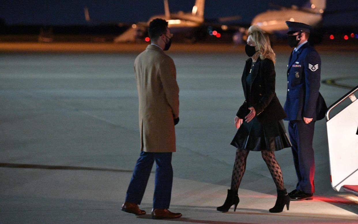 US First Lady Jill Biden deplanes upon arrival at Andrews Air Force Base in Maryland  - AFP