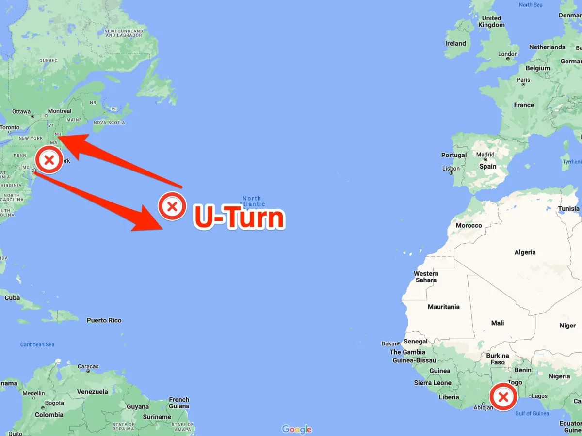 A Delta Air Lines flight had to make a U-turn over the Atlantic and return to Ne..