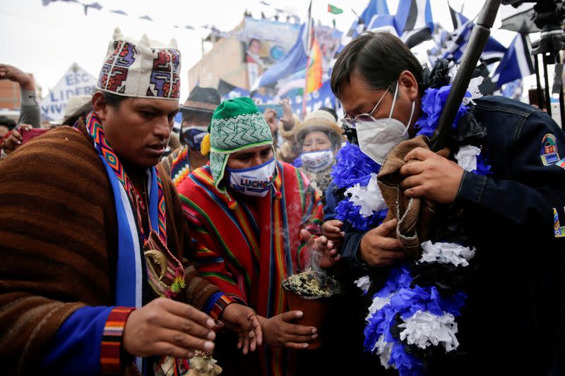 FILE PHOTO: Supporters of the MAS party attend a closing campaign rally in El Alto