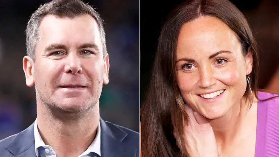 Pictured left to right, AFL icon Wayne Carey and Daisy Pearce.